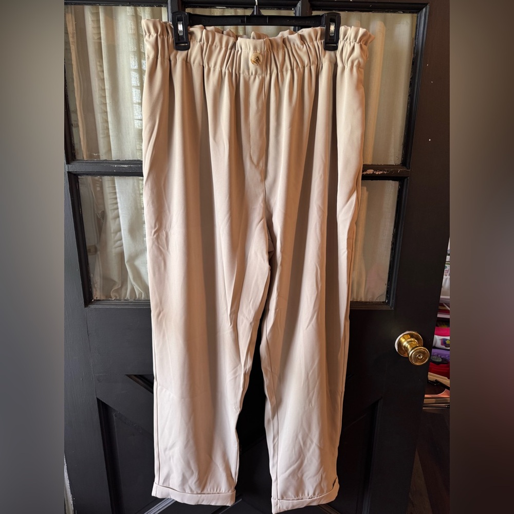 Chic Soul Casual Elastic-Waist Pants in khaki